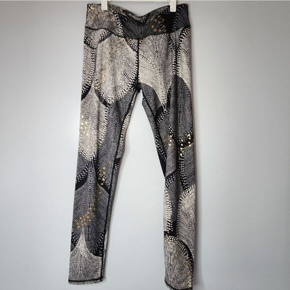 Fabletics Salar Foiled Flurry Mid Rise Full Length Leggings Active Gym Medium - Picture 1 of 4